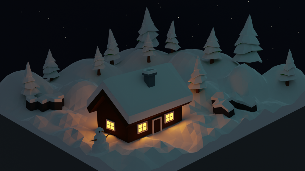 Adventures in 3D modelling: Low Poly Snowy Animation